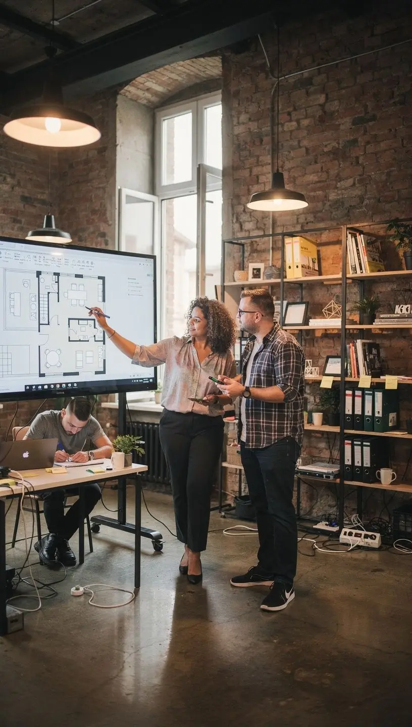 Nowoczesne biuro z ergonomicznymi meblami i dobrze zorganizowaną przestrzenią do pracy.